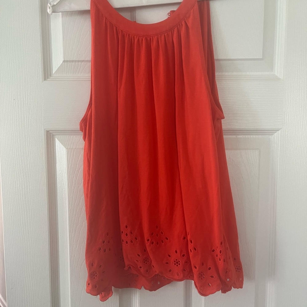 Sleeveless Orange Eyelet Women's Top